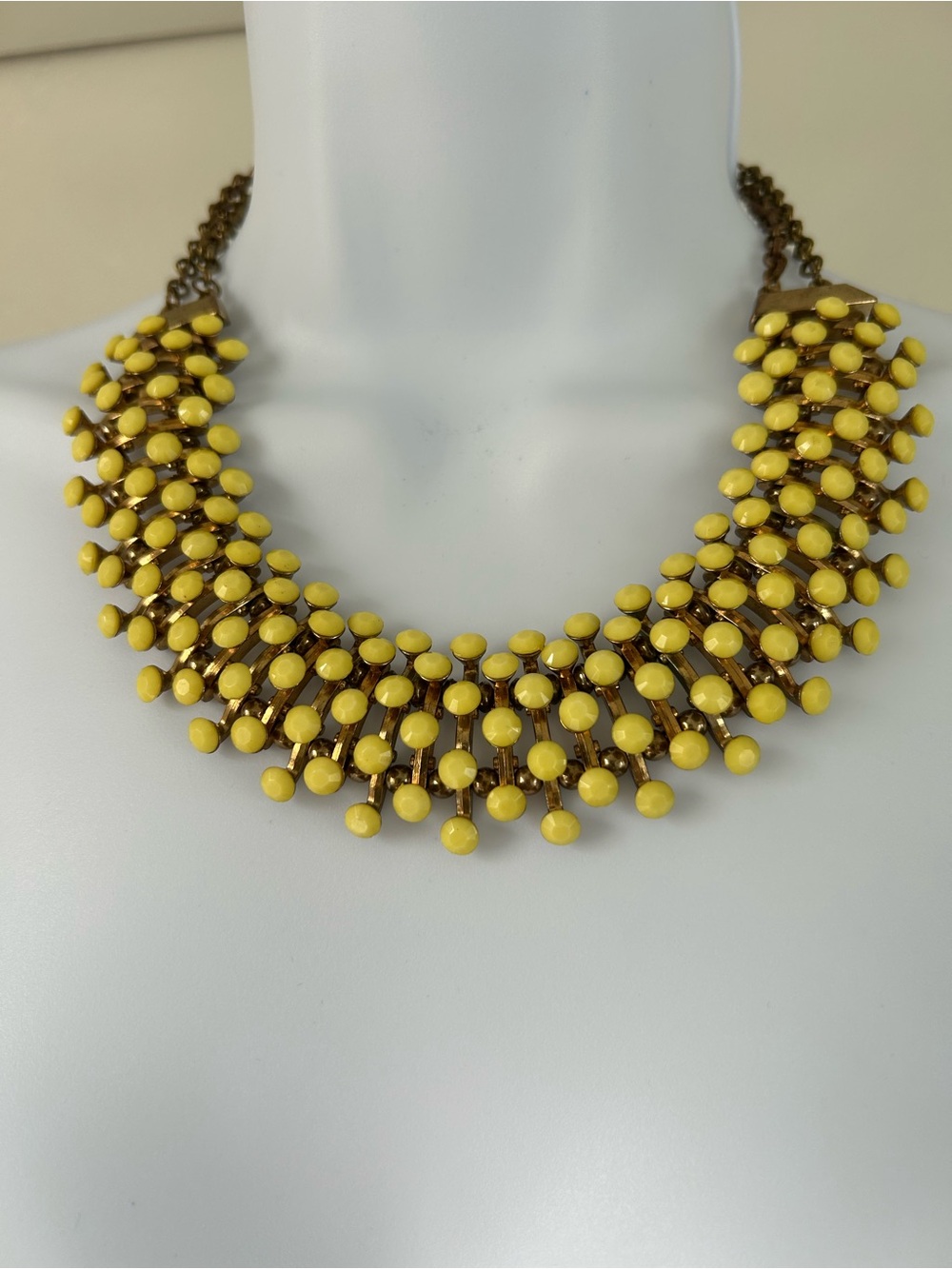 Yellow Beaded Statement Necklace - Women Jewelry